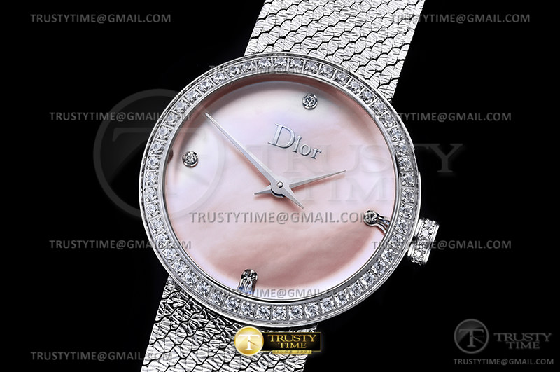 DIO001C - La D de Dior Satine Diam SS/SS Pink MOP Swiss Qtz