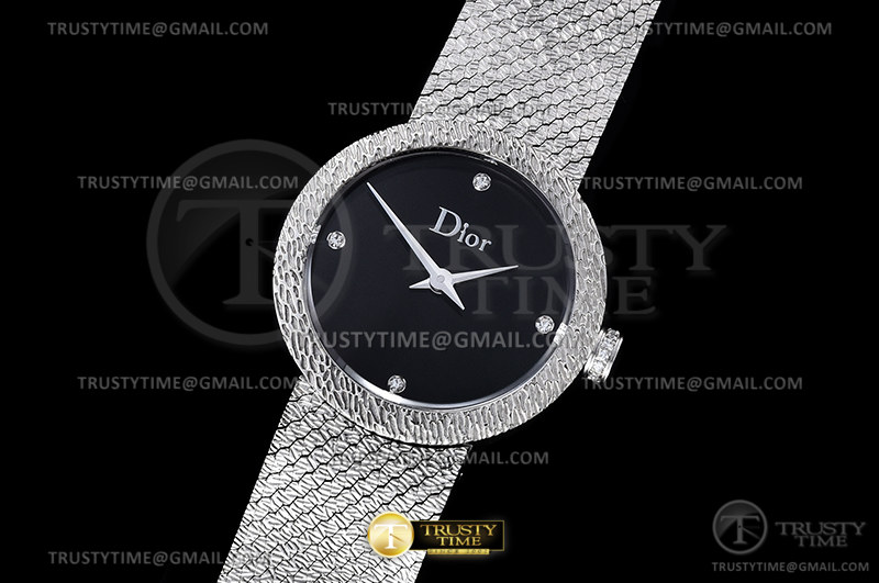DIO004B - La D de Dior Satine Diam SS/SS Black Swiss Qtz