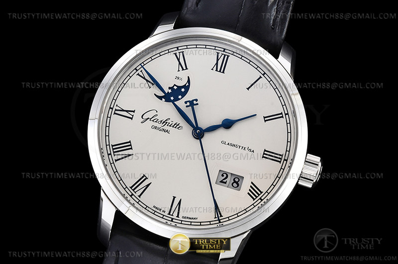 GLA050C - Senator Excellence Date Moonphase SS/LE Wht GGR MY9015