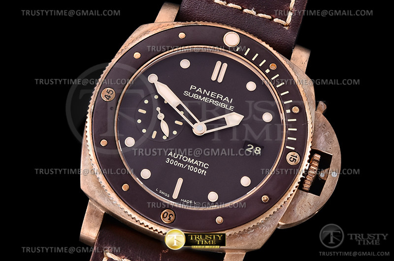 PN968ZLE - PAM 968 Submersible Bronzo 47mm BR/LE Brn ZF Mod 901