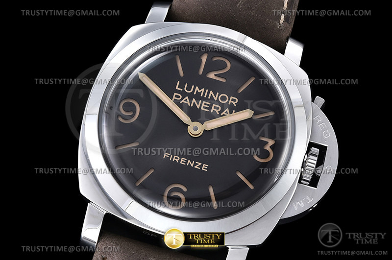 PN605HLE - Pam 605 Luminor 1950 3 Days SS/LE Blk HWF A6497