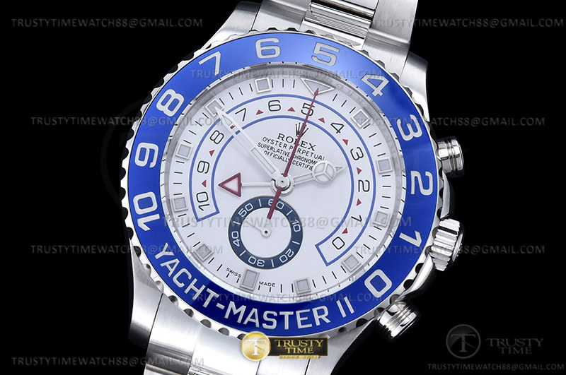 ROLYM233B - YachtMaster 116680 Blue SS/SS White KF A7750 Mod