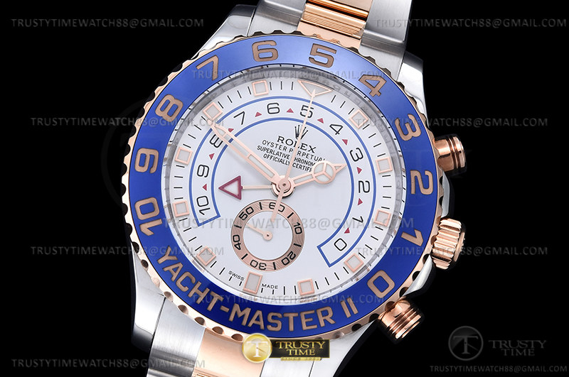 ROLYM233C - YachtMaster 116681 Blue RG/SS White KF A7750 Mod